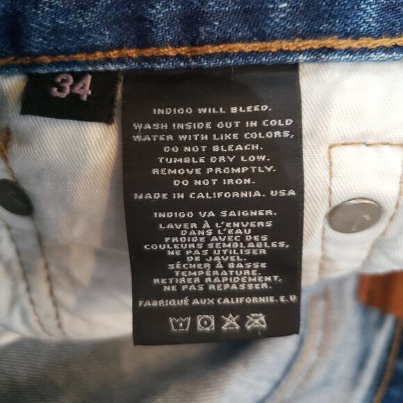 J Brand Slim Straight Jeans Men 34x27 Kane Tailored Length Blue Denim 5 Pocket - Picture 5 of 5